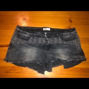 Black Worn Wash Jean Shorts